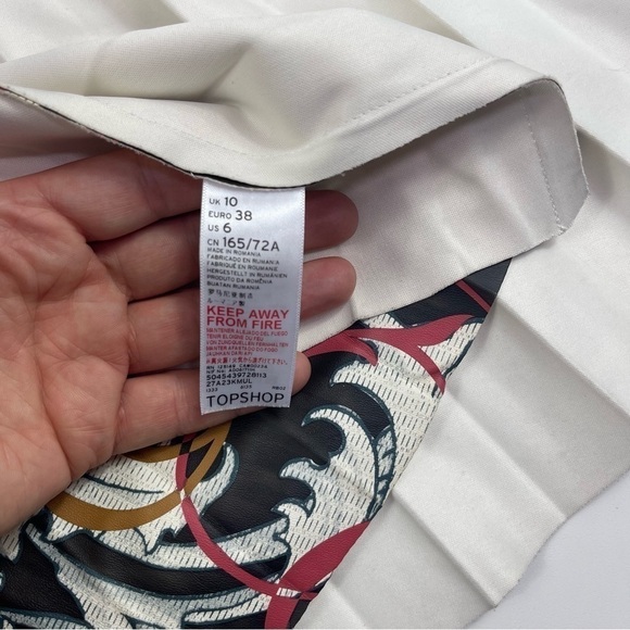 TOPSHOP Skirt Sz 6 Ramble Pleated Faux Leather Floral Midi - Picture 9 of 11